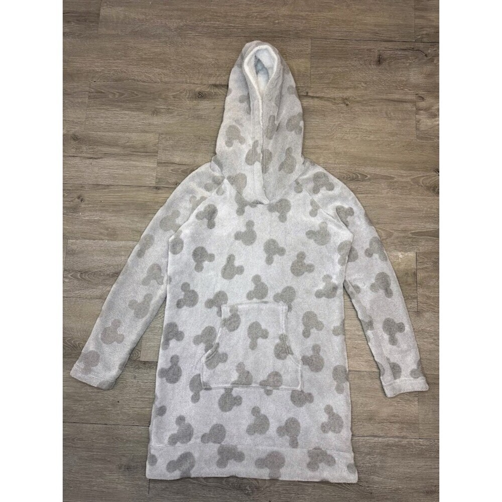 Disney Mickey Print Plush Hooded Lounger Sweater Dress Small